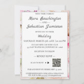 *~クラシックロマンスAR26フラワーQR RSVP結婚's 招待状 (裏面)