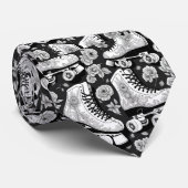 クラシックローラースケート花，白黒 ネクタイ (ロール)