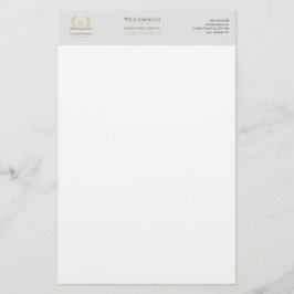 クラシックローレルリースグレイ金ゴールドモノグラム 便箋