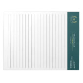 クラシックローレルリースティール（緑がかった色）金ゴールドモノグラム ノートパッド (正面)