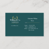 クラシックローレルリースティール（緑がかった色）金ゴールドモノグラム 名刺 (裏面)