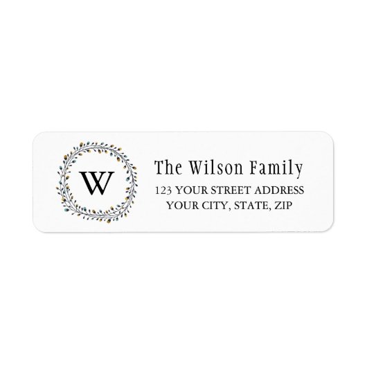 クラシックローレルリースモノグラム差出人住所 ラベル (正面)