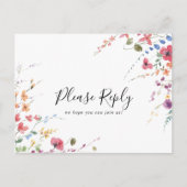 クラシックワイルドカラフルフローラメニュー選択RSVP ポストカード (正面)
