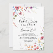 クラシックワイルドカラフルブライダルシャワーティーパーティー 招待状 (正面)
