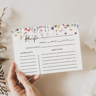クラシックワイルドカラフルブライダルシャワーレシピカード