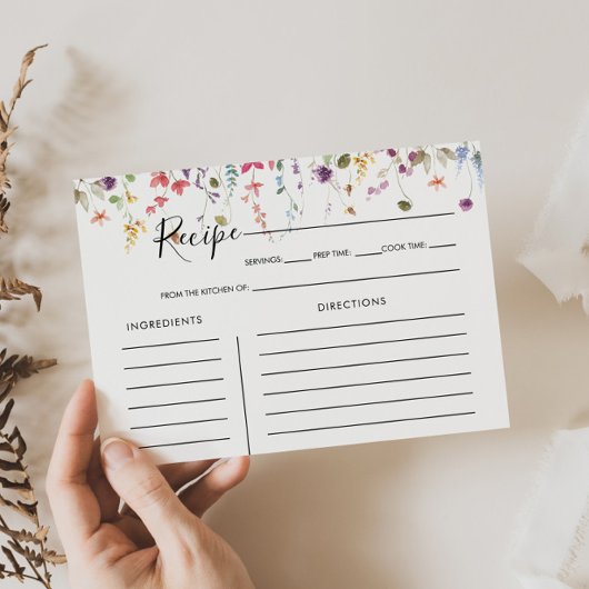 クラシックワイルドカラフルブライダルシャワーレシピカード