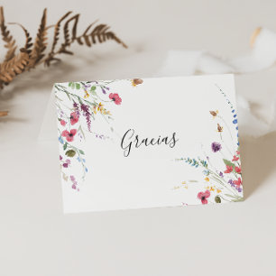 クラシックワイルドフカラフルレ結婚ルズGraciasカード サンキューカード