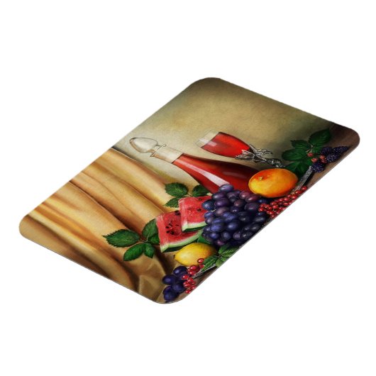 クラシックワインと果物の絵画静養 マグネット (左側)