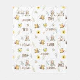 クラシックワインベアベビー名記念ブランケット フリースブランケット