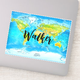 クラシックワールドマップ、旅行・旅行名タグ シール