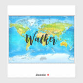 クラシックワールドマップ、旅行・旅行名タグ シール (シート)