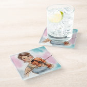 クラシックヴァイオリンレディーガラスコースター、ヴィンテージアート ガラスコースター (アングル)