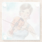 クラシックヴァイオリンレディーガラスコースター、ヴィンテージアート ガラスコースター (裏面)