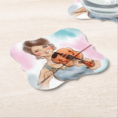 クラシックヴァイオリンレディーシェイプのコースター、ヴィンテージアート ペーパーコースター (アングル)