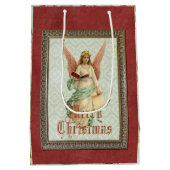 クラシックヴィンエレガントテージビクトリアンクリスマスエンジェル ミディアムペーパーバッグ (裏面)