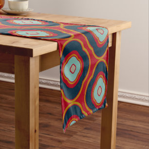 クラシックヴィンテージの形状パターン（赤と濃紺）  ショートテーブルランナー