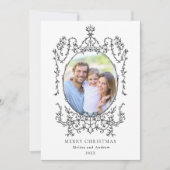 クラシックヴィンテージの黒いフレームメリークリスマスフォト シーズンカード (正面)