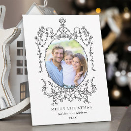 クラシックヴィンテージの黒いフレームメリークリスマスフォト シーズンカード