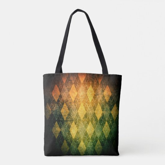 クラシックヴィンテージアーガイルグリーン金ゴールドダイヤモンドパターン トートバッグ (裏面)