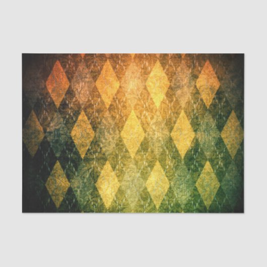 クラシックヴィンテージアーガイルグリーン金ゴールドダイヤモンドパターン 薄葉紙 (正面)