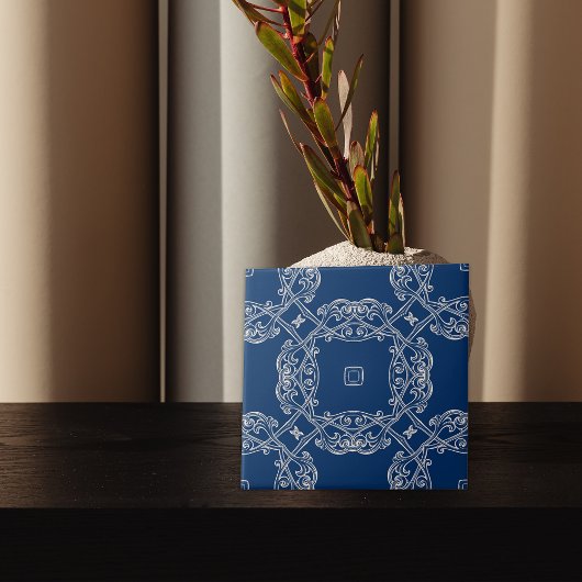 クラシックヴィンテージエレガントコバルトブルーとホワイト タイル