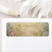 クラシックヴィンテージエレガントピンクローズリターン ラベル (インサイチュ)