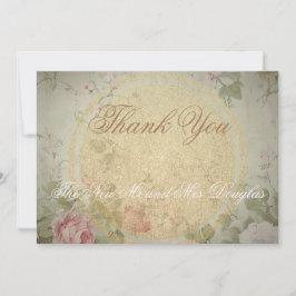 クラシックヴィンテージエレガントピンクローゼズウォーター色 サンキューカード