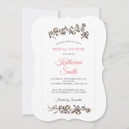 クラシックヴィンテージエレガントフラワーピンクブライダルシャワー 招待状