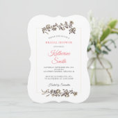 クラシックヴィンテージエレガントフラワーピンクブライダルシャワー 招待状 (スタンド正面)