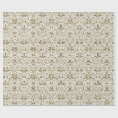 クラシックヴィンテージエレガントベージュ金ゴールドフローラルパターン ラッピングペーパー (フラット)