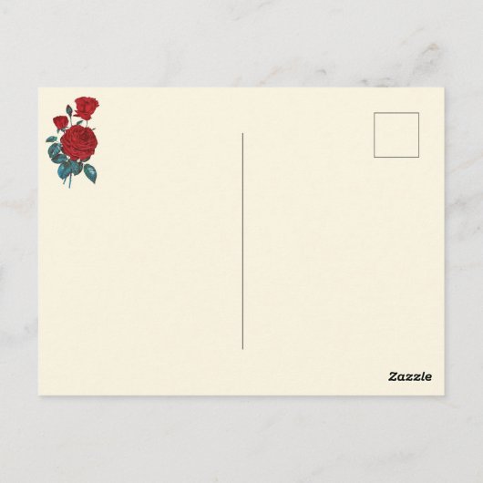 クラシックヴィンテージエレガントレッドローゼズマザーズデイ ポストカード (裏面)