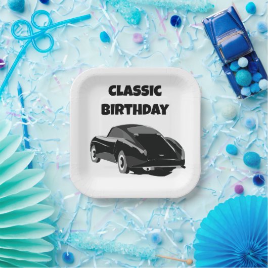 クラシックヴィンテージカー誕生日パーティー ペーパープレート (パーティー)