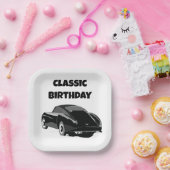 クラシックヴィンテージカー誕生日パーティー ペーパープレート (パーティー)