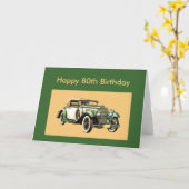クラシックヴィンテージカー80誕生日 カード (黄色い花)