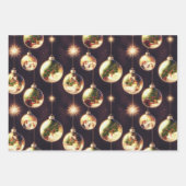 クラシックヴィンテージクリスマスをテーマにしたウィンタービレッジ ラッピングペーパーシート (正面2)