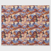 クラシックヴィンテージクリスマスをテーマにしたウィンタービレッジ ラッピングペーパー (フラット)