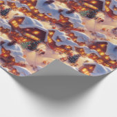 クラシックヴィンテージクリスマスをテーマにしたウィンタービレッジ ラッピングペーパー (角)