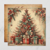 クラシックヴィンテージクリスマスグリーティングカード シーズンカード (正面/裏面)