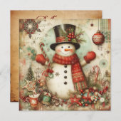 クラシックヴィンテージクリスマスグリーティングカード シーズンカード (正面/裏面)