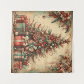 クラシックヴィンテージクリスマスタペストリー タペストリー (正面(横))