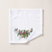 クラシックヴィンテージクリスマスホリーフローラ バスタオルセット (ウォッシュタオル)