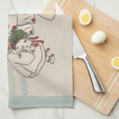 クラシックヴィンテージクリスマス雪の子 キッチンタオル (四つ折り)