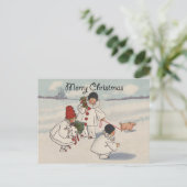 クラシックヴィンテージクリスマス雪の子 シーズンポストカード (スタンド正面)