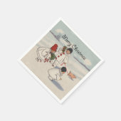 クラシックヴィンテージクリスマス雪の子 スタンダードカクテルナプキン (角)