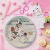 クラシックヴィンテージクリスマス雪の子 ペーパープレート (パーティー)