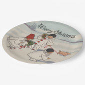 クラシックヴィンテージクリスマス雪の子 ペーパープレート (アングル)