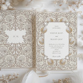 クラシックヴィンテージクリーム&金ゴールドフローラ結婚ズ 招待状