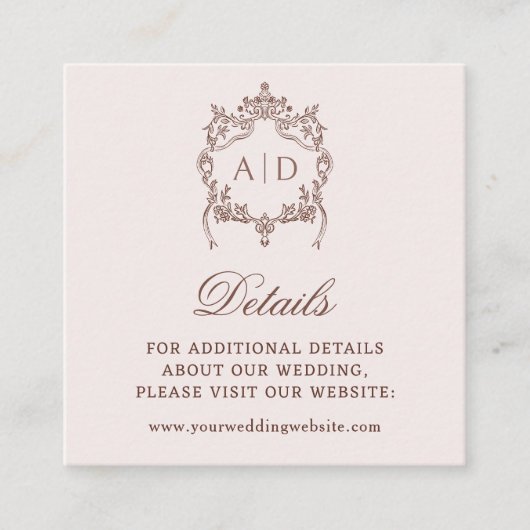 クラシックヴィンテージクレスト結婚詳細Webサイト エンクロージャーカード (正面)