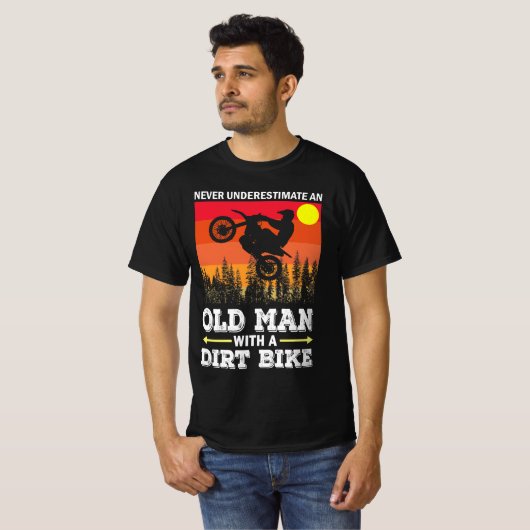 クラシックヴィンテージクールレトロモトクロスダートバイク Tシャツ (正面フル)