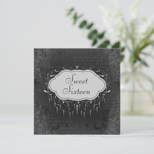 クラシックヴィンテージシャンデリアオーナメントスイート16 招待状 (スタンド正面)